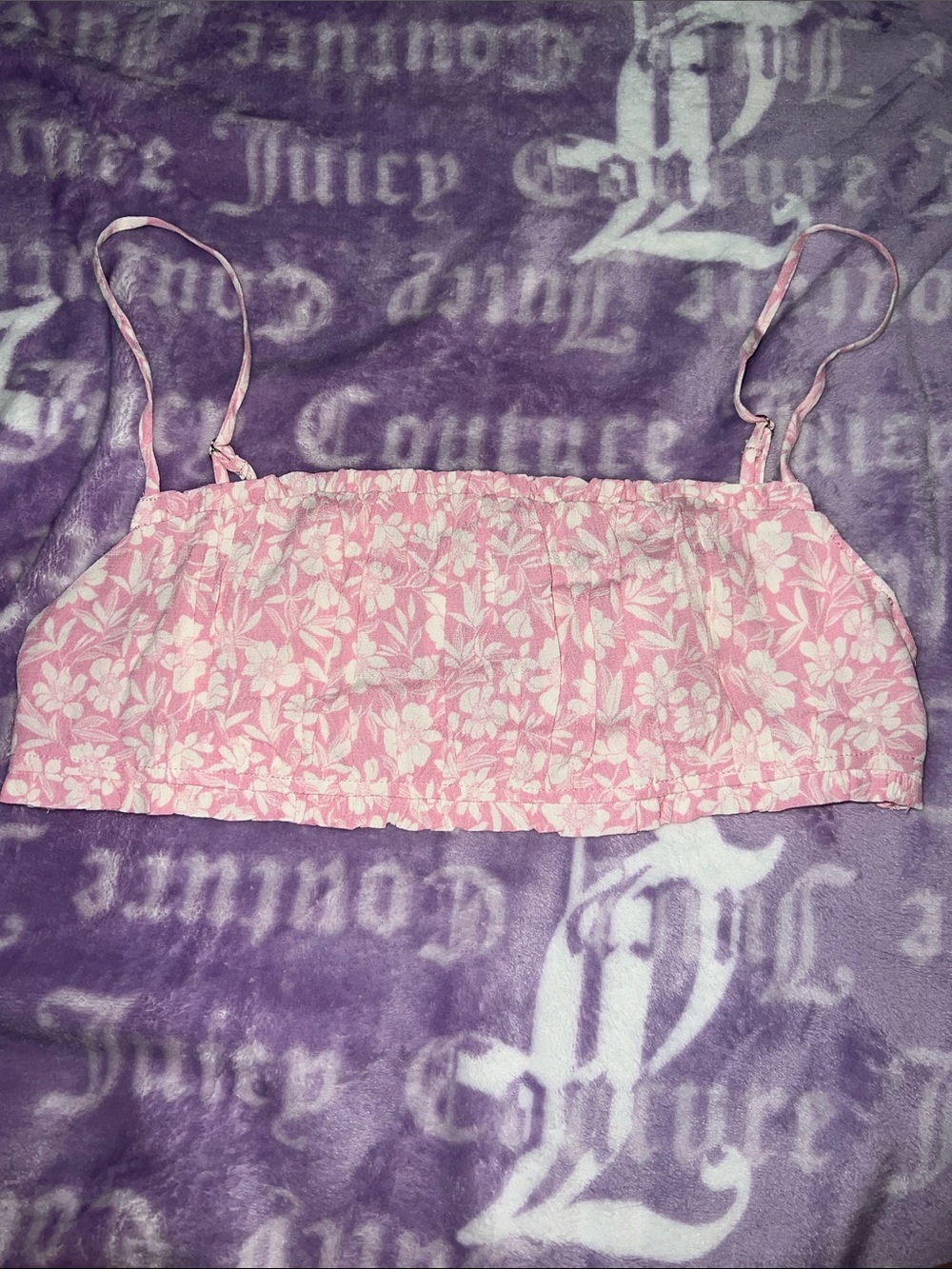 Pink Floral Cropped Cami Top